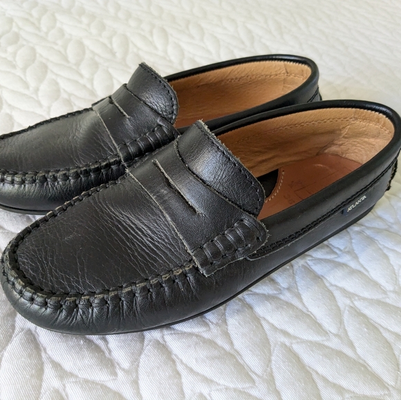 Kids Atlanta Moccasin black leather slip on loafer shoes size 36 (kids 4) - Picture 2 of 9